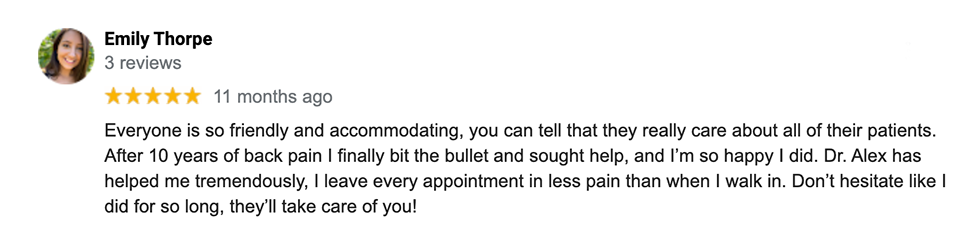 Chiropractic Barrington NH Emily Testimonial